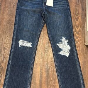 KanCan Dark Blue Distressed Straight Leg Jeans